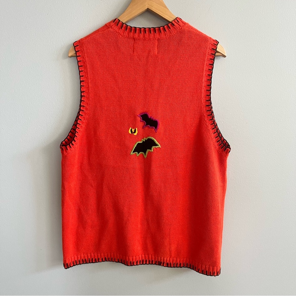 Tiara International Vintage Halloween Ghost Patchwork Sweater Vest Size Large - Picture 6 of 8